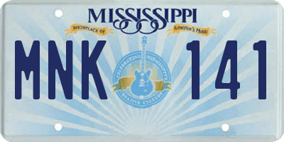 MS license plate MNK141