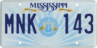 MS license plate MNK143