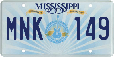 MS license plate MNK149