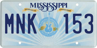 MS license plate MNK153