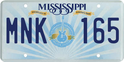 MS license plate MNK165