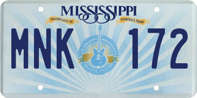 MS license plate MNK172