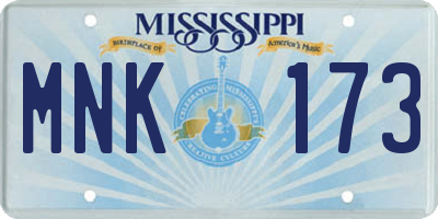MS license plate MNK173