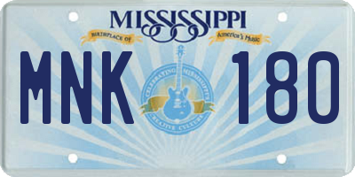 MS license plate MNK180
