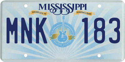 MS license plate MNK183