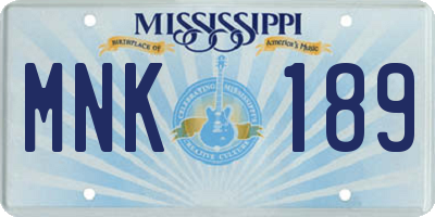 MS license plate MNK189