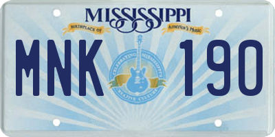 MS license plate MNK190