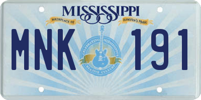 MS license plate MNK191