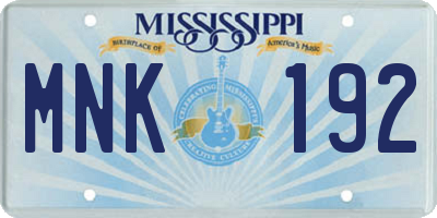MS license plate MNK192