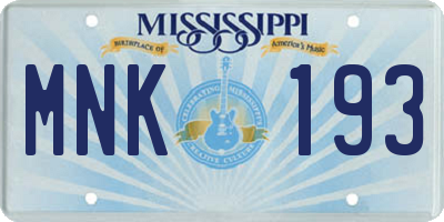 MS license plate MNK193