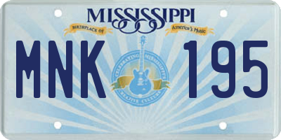 MS license plate MNK195