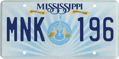 MS license plate MNK196