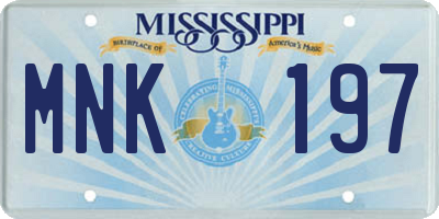 MS license plate MNK197