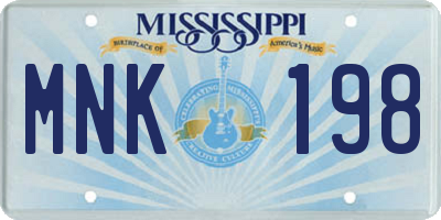 MS license plate MNK198