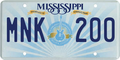 MS license plate MNK200
