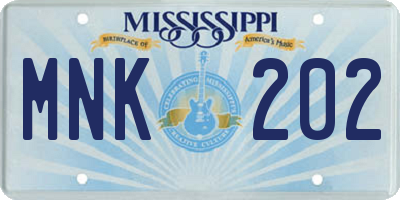 MS license plate MNK202
