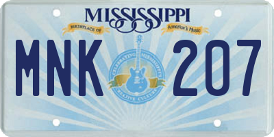 MS license plate MNK207