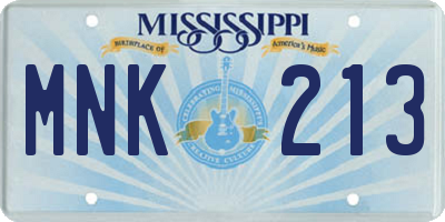 MS license plate MNK213