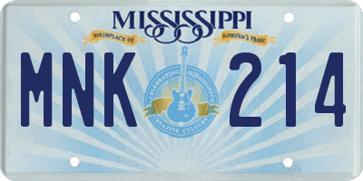 MS license plate MNK214