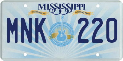 MS license plate MNK220