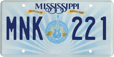 MS license plate MNK221