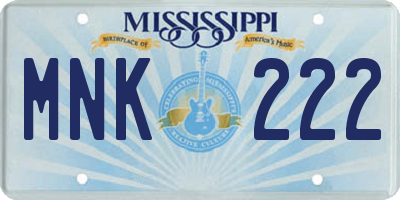 MS license plate MNK222