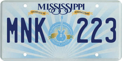 MS license plate MNK223