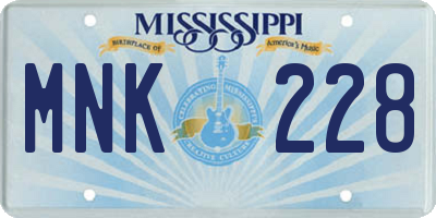 MS license plate MNK228