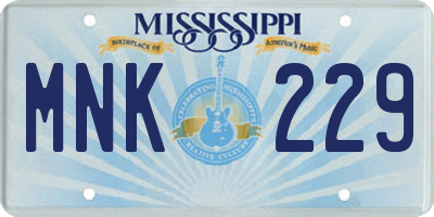 MS license plate MNK229