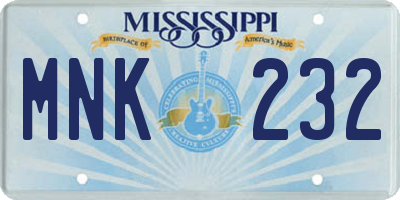 MS license plate MNK232
