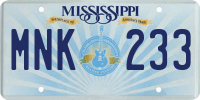 MS license plate MNK233