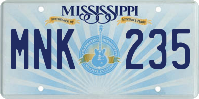 MS license plate MNK235