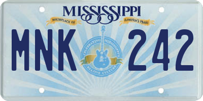 MS license plate MNK242
