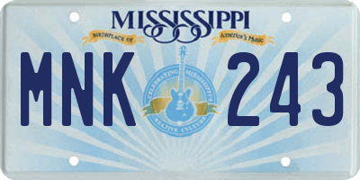 MS license plate MNK243