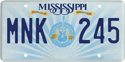 MS license plate MNK245
