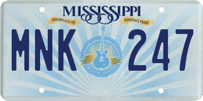 MS license plate MNK247