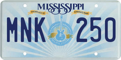 MS license plate MNK250