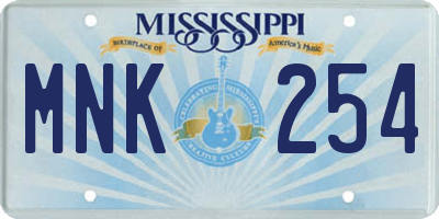 MS license plate MNK254