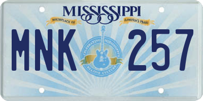 MS license plate MNK257