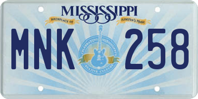 MS license plate MNK258