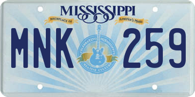 MS license plate MNK259