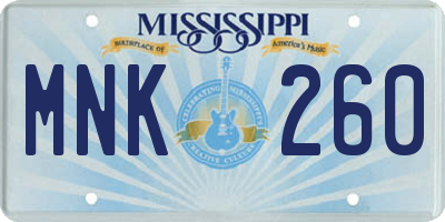 MS license plate MNK260