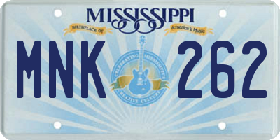 MS license plate MNK262