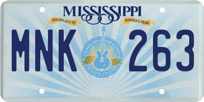 MS license plate MNK263