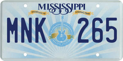 MS license plate MNK265