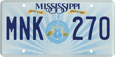MS license plate MNK270