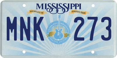 MS license plate MNK273