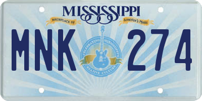 MS license plate MNK274