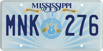 MS license plate MNK276