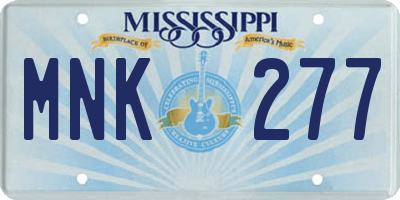 MS license plate MNK277